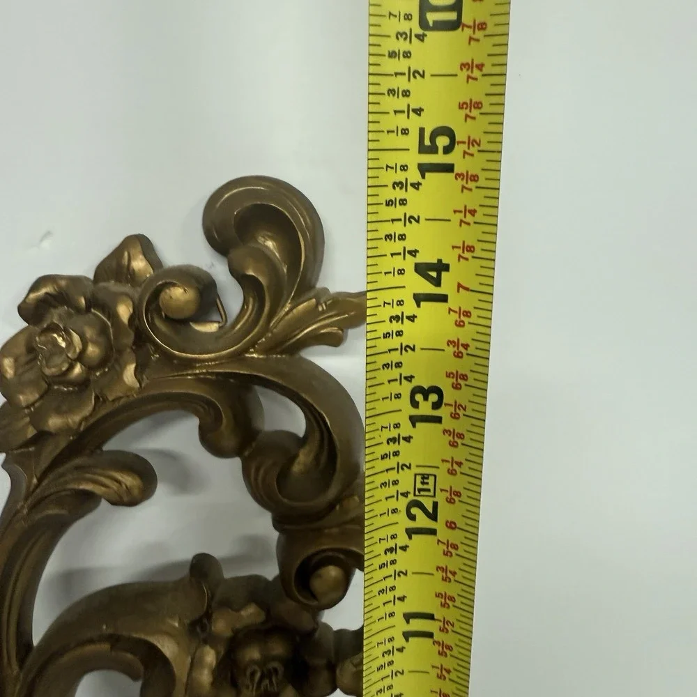 2 Vintage Homco Syroco Ornate Wall Sconce Candle Holder Floral Hollywood Regency